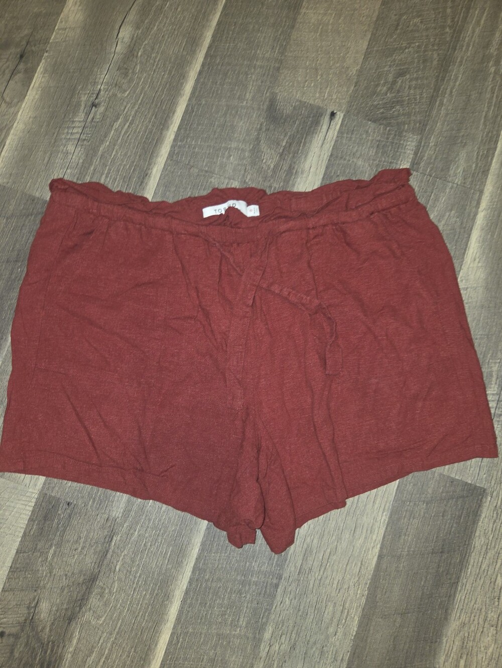 Torrid Burgundy Linen Blend Pull On Shorts Size 0 Red Drawstring Casual